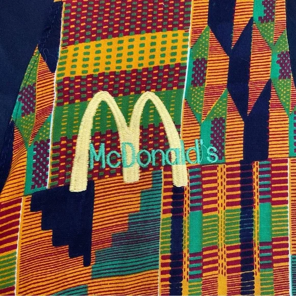 Vintage McDonald's employee vest with a Kente cloth pattern size Large The patch - Picture 3 of 5